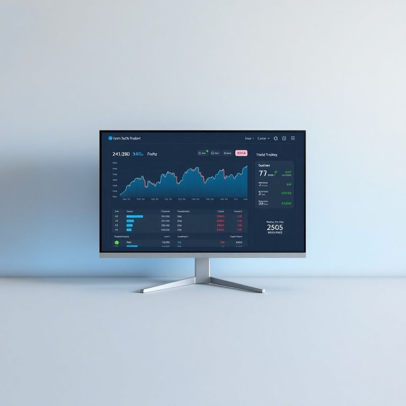 Demo trading account dashboard on a wide monitor